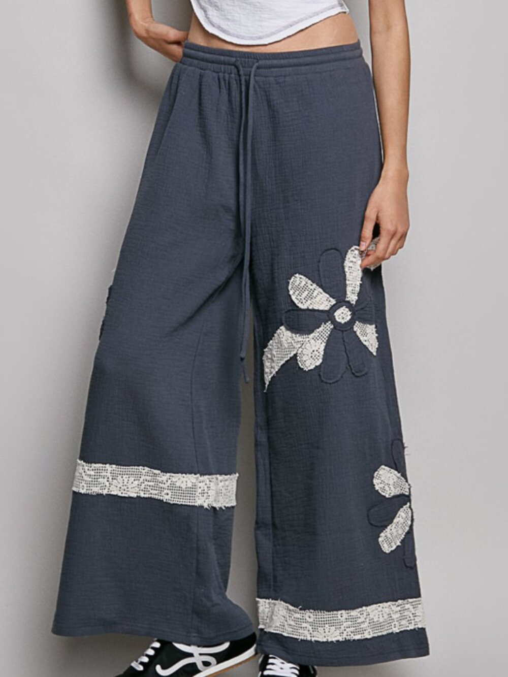 POL GAUZE EVERYDAY OR BEACH PANTS CREAM GRAY S M L